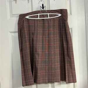 Elegant Plaid A-Line Skirt in Brown